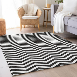 Piper Looms Mayfield Chevron AMF922 Black Machine Washable Area Rug Lifestyle Image Feature