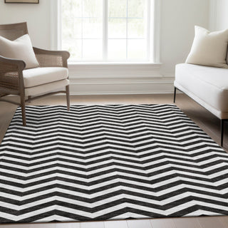 Piper Looms Mayfield Chevron AMF922 Black Machine Washable Area Rug Lifestyle Image Feature