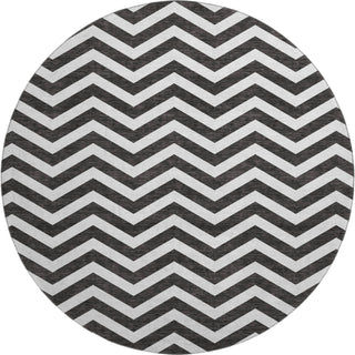 Piper Looms Mayfield Chevron AMF922 Black Machine Washable Area Rug Round Main Image