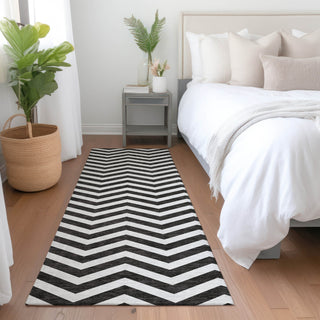 Piper Looms Mayfield Chevron AMF922 Black Machine Washable Area Rug Runner Lifestyle Image Feature