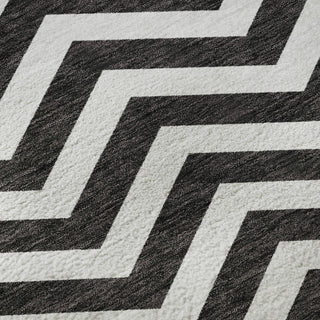 Piper Looms Mayfield Chevron AMF922 Black Machine Washable Area Rug Swatch Image