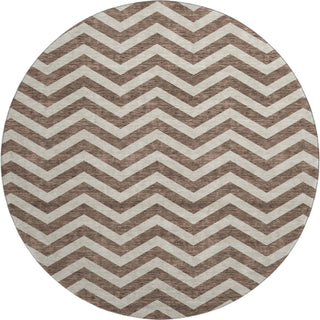 Piper Looms Mayfield Chevron AMF922 Brown Machine Washable Area Rug Round Main Image