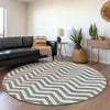Piper Looms Mayfield Chevron AMF922 Gray Machine Washable Area Rug Round Lifestyle Image Feature
