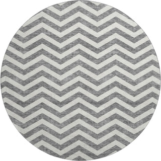 Piper Looms Mayfield Chevron AMF922 Gray Machine Washable Area Rug Round Main Image