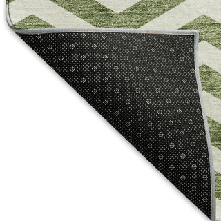 Piper Looms Mayfield Chevron AMF922 Green Machine Washable Area Rug Backing Image