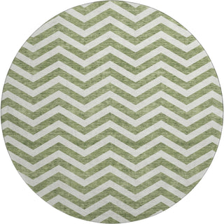 Piper Looms Mayfield Chevron AMF922 Green Machine Washable Area Rug Round Main Image