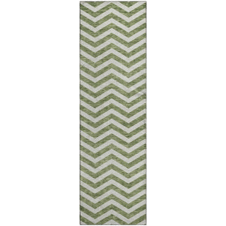 Piper Looms Mayfield Chevron AMF922 Green Machine Washable Area Rug Runner Main Image