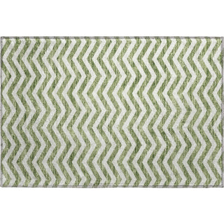 Piper Looms Mayfield Chevron AMF922 Green Machine Washable Area Rug Scatter Main Image