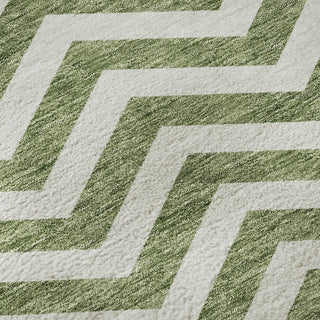 Piper Looms Mayfield Chevron AMF922 Green Machine Washable Area Rug Swatch Image