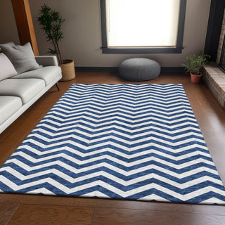 Piper Looms Mayfield Chevron AMF922 Navy Machine Washable Area Rug Lifestyle Image Feature