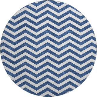 Piper Looms Mayfield Chevron AMF922 Navy Machine Washable Area Rug Round Main Image