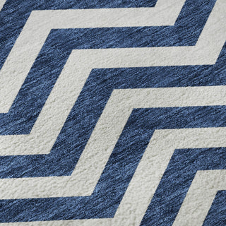 Piper Looms Mayfield Chevron AMF922 Navy Machine Washable Area Rug Swatch Image