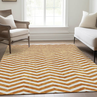 Piper Looms Mayfield Chevron AMF922 Orange Machine Washable Area Rug Lifestyle Image Feature