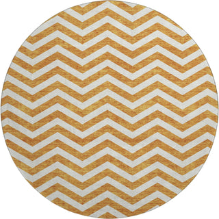 Piper Looms Mayfield Chevron AMF922 Orange Machine Washable Area Rug Round Main Image