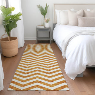 Piper Looms Mayfield Chevron AMF922 Orange Machine Washable Area Rug Runner Lifestyle Image Feature