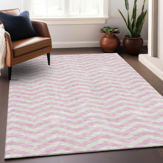 Piper Looms Mayfield Chevron AMF922 Pink Machine Washable Area Rug Lifestyle Image Feature