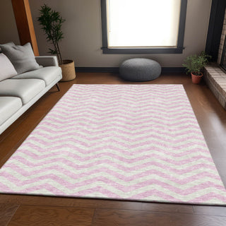 Piper Looms Mayfield Chevron AMF922 Pink Machine Washable Area Rug Lifestyle Image Feature