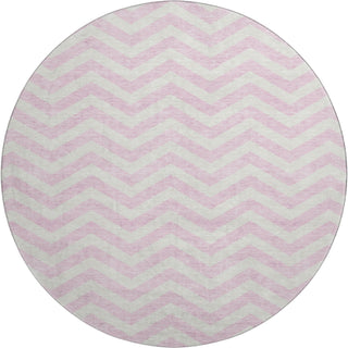 Piper Looms Mayfield Chevron AMF922 Pink Machine Washable Area Rug Round Main Image