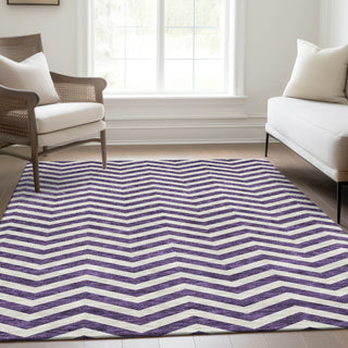 Piper Looms Mayfield Chevron AMF922 Purple Machine Washable Area Rug Lifestyle Image Feature