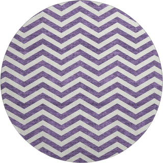 Piper Looms Mayfield Chevron AMF922 Purple Machine Washable Area Rug Round Main Image