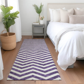 Piper Looms Mayfield Chevron AMF922 Purple Machine Washable Area Rug Runner Lifestyle Image Feature