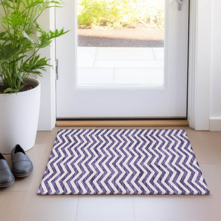Piper Looms Mayfield Chevron AMF922 Purple Machine Washable Area Rug Scatter Lifestyle Image Feature