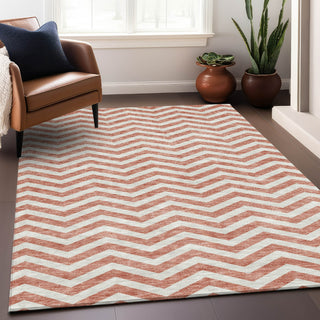 Piper Looms Mayfield Chevron AMF922 Salmon Machine Washable Area Rug Lifestyle Image Feature