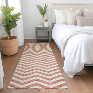 Piper Looms Mayfield Chevron AMF922 Salmon Machine Washable Area Rug Runner Lifestyle Image Feature