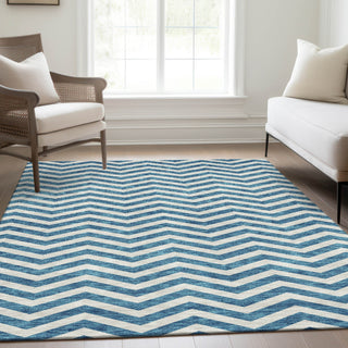 Piper Looms Mayfield Chevron AMF922 Teal Machine Washable Area Rug Lifestyle Image Feature