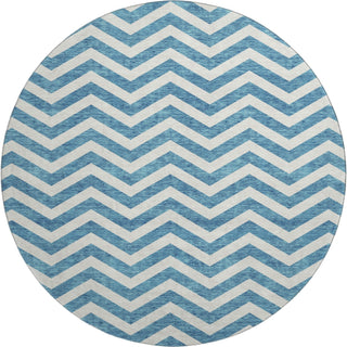 Piper Looms Mayfield Chevron AMF922 Teal Machine Washable Area Rug Round Main Image