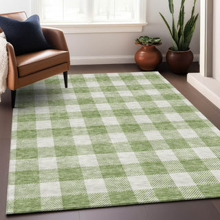 Piper Looms Mayfield Plaid AMF923 Aloe Machine Washable Area Rug Lifestyle Image Feature