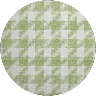 Piper Looms Mayfield Plaid AMF923 Aloe Machine Washable Area Rug Round Main Image