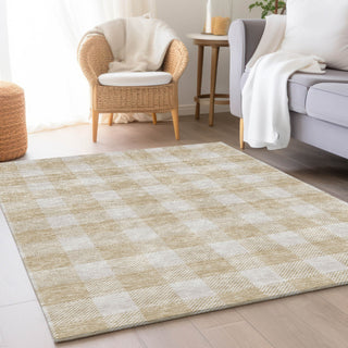 Piper Looms Mayfield Plaid AMF923 Beige Machine Washable Area Rug Lifestyle Image Feature