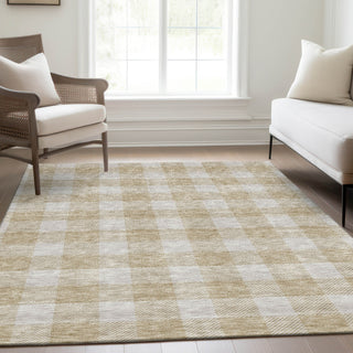 Piper Looms Mayfield Plaid AMF923 Beige Machine Washable Area Rug Lifestyle Image Feature