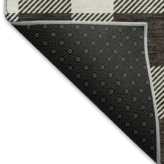 Piper Looms Mayfield Plaid AMF923 Black Machine Washable Area Rug Backing Image