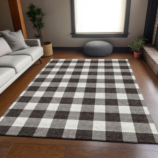 Piper Looms Mayfield Plaid AMF923 Black Machine Washable Area Rug Lifestyle Image Feature