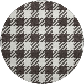 Piper Looms Mayfield Plaid AMF923 Black Machine Washable Area Rug Round Main Image