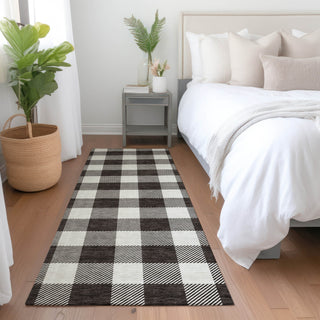 Piper Looms Mayfield Plaid AMF923 Black Machine Washable Area Rug Runner Lifestyle Image Feature