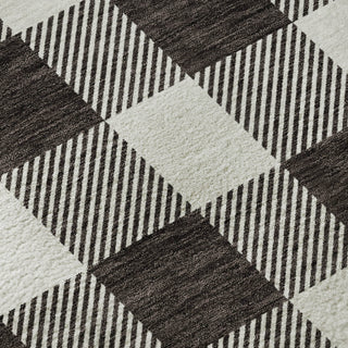 Piper Looms Mayfield Plaid AMF923 Black Machine Washable Area Rug Swatch Image