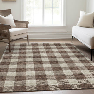 Piper Looms Mayfield Plaid AMF923 Brown Machine Washable Area Rug Lifestyle Image Feature