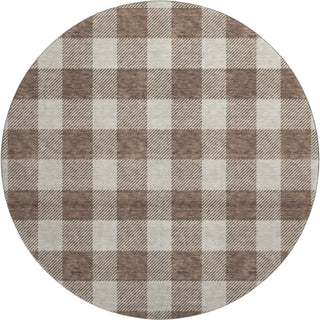 Piper Looms Mayfield Plaid AMF923 Brown Machine Washable Area Rug Round Main Image