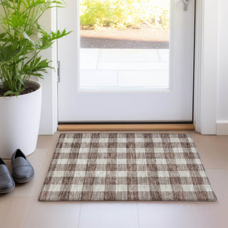 Piper Looms Mayfield Plaid AMF923 Brown Machine Washable Area Rug Scatter Lifestyle Image Feature