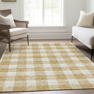 Piper Looms Mayfield Plaid AMF923 Gold Machine Washable Area Rug Lifestyle Image Feature