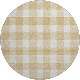 Piper Looms Mayfield Plaid AMF923 Gold Machine Washable Area Rug Round Main Image