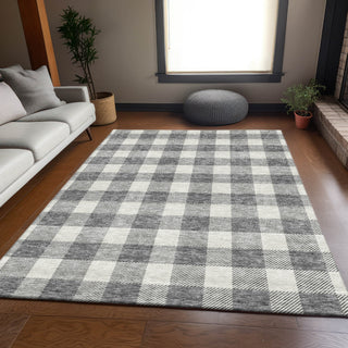 Piper Looms Mayfield Plaid AMF923 Gray Machine Washable Area Rug Lifestyle Image Feature