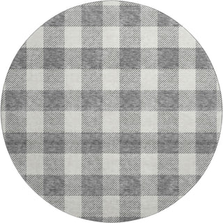 Piper Looms Mayfield Plaid AMF923 Gray Machine Washable Area Rug Round Main Image