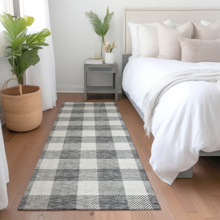 Piper Looms Mayfield Plaid AMF923 Gray Machine Washable Area Rug Runner Lifestyle Image Feature