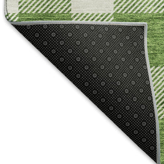 Piper Looms Mayfield Plaid AMF923 Green Machine Washable Area Rug Backing Image