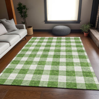 Piper Looms Mayfield Plaid AMF923 Green Machine Washable Area Rug Lifestyle Image Feature