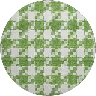 Piper Looms Mayfield Plaid AMF923 Green Machine Washable Area Rug Round Main Image